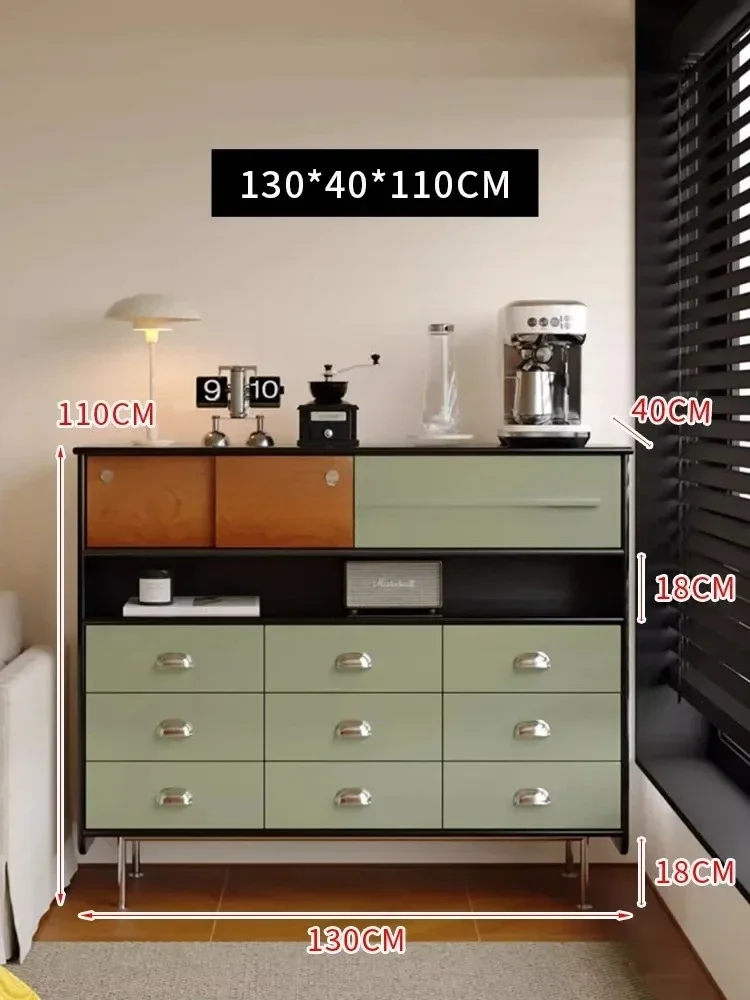 P Medieval storage cabinet color matching living room dining side cabinet multi-functional storage drawer type porch cabinet
