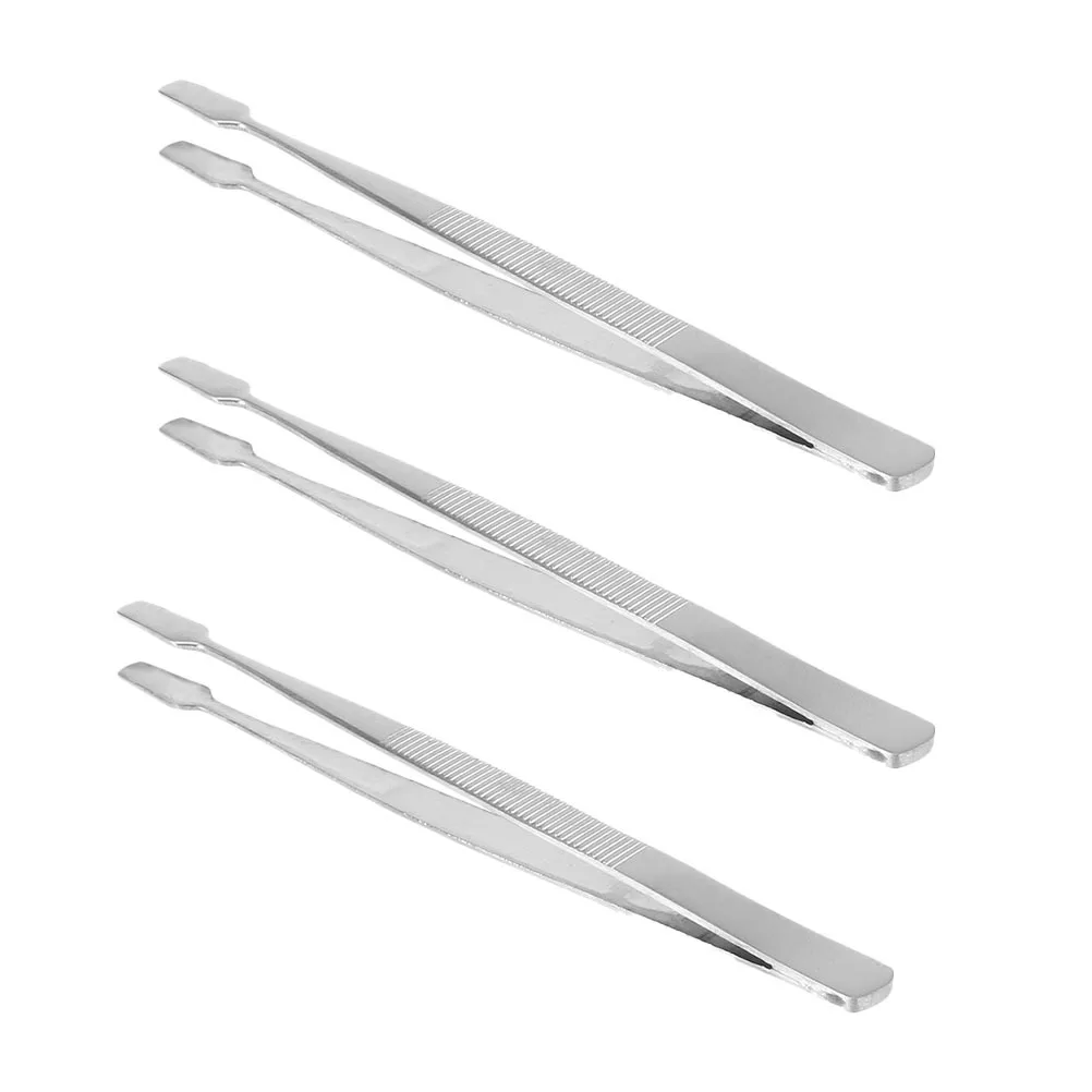 

3Pcs Stamp Tweezer Stainless Steel Durable Lightweight Non-Slip Concaveconvex Handle Practical Tweezer for Stamp Beads False