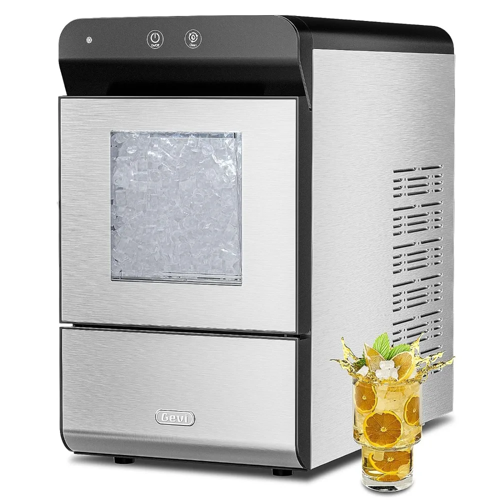 

V2.0 Countertop Nugget Ice Maker with Viewing Window Self-Cleaning Pebble Ice Machine Open and Pour Water Refill