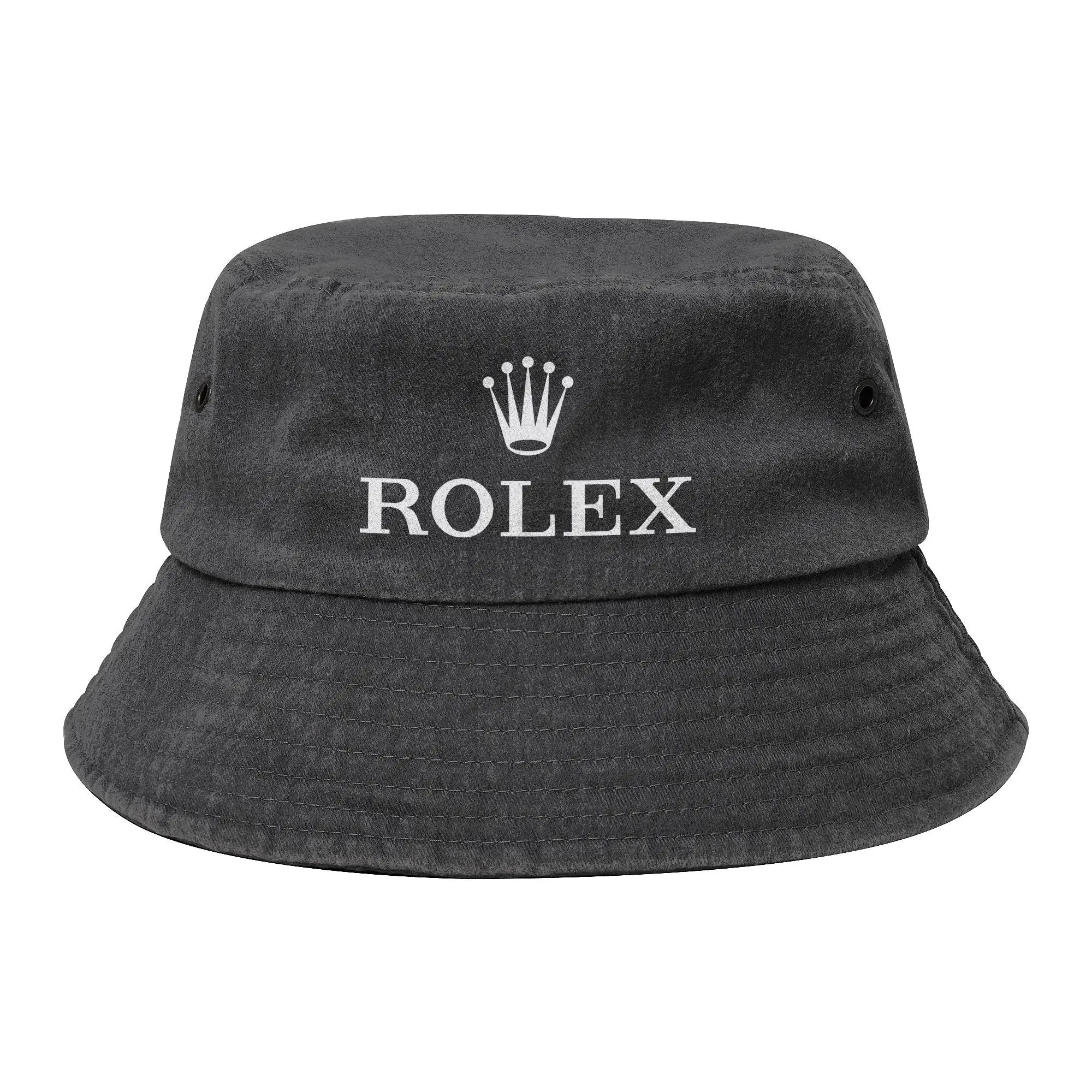 R-ROLEX 버킷햇, 머치 데님, 코튼 어부 모자, 해변 모자, 선캡 