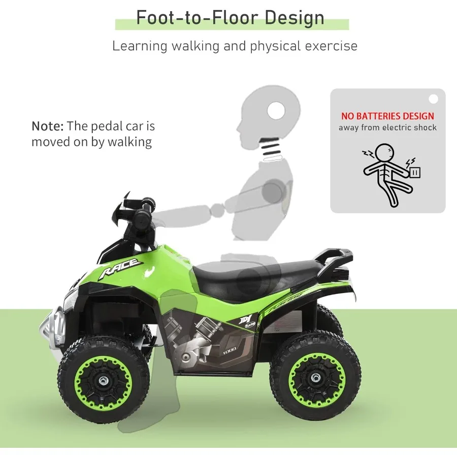 電動ではない子供用乗用玩具、プッシュカー、ライドレーサー、足で押すスライドカー、音楽とライト付き歩行ATVおもちゃ、1.5～3歳向け