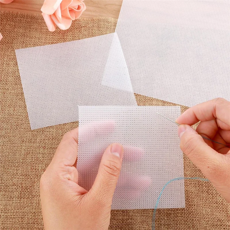 

4 PCS 14 Count Plastic Mesh Canvas Sheets For Embroidery, White Plastic Needlepoint Canvas (8 X 11 Inches)-X59A