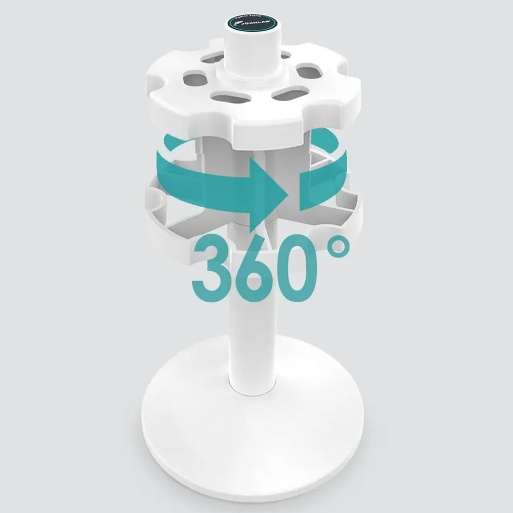 3/6/9 Position Laboratory Pipette Rack Universal 360 Degree Rotation Trapezoid Pipette Stander White Anti-slip