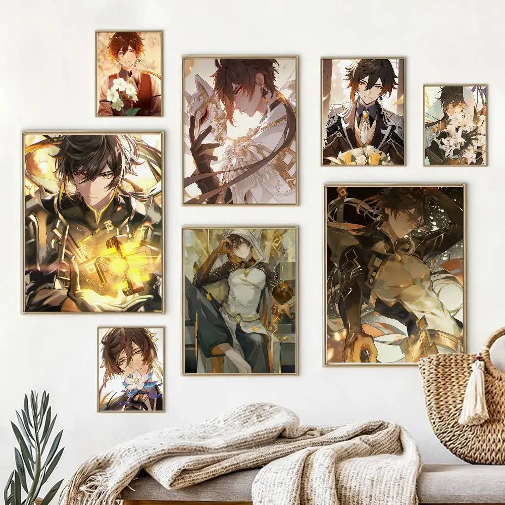 

Game Genshin Impact Z-Zhongli Poster High Quality Dorm Living Room Aesthetic Wall Decoration Painting Stickers Gift