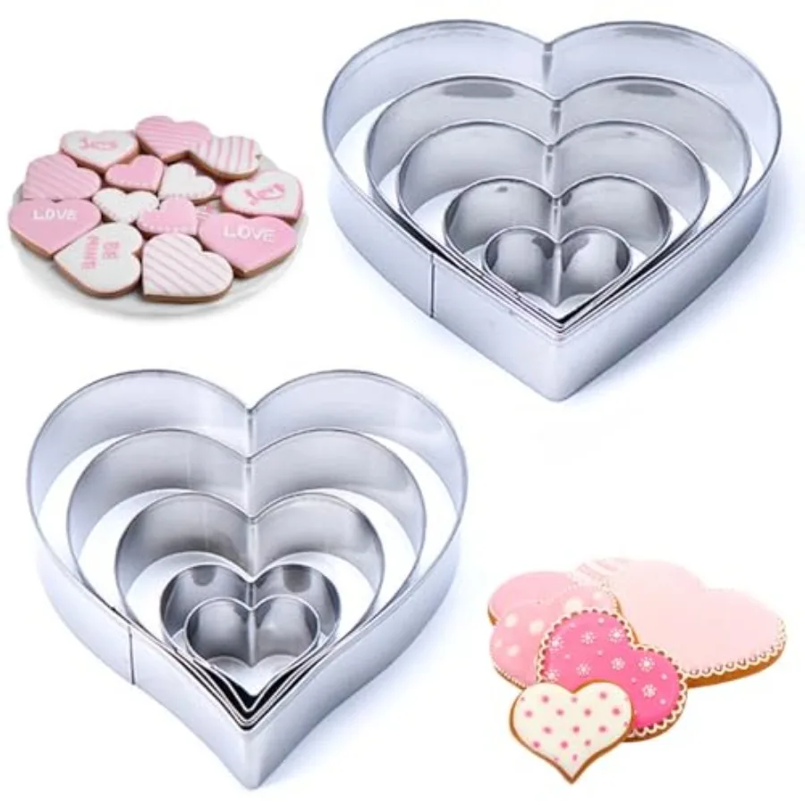 

Heart Cookie Cutter Set 10 Pieces Stainless Steel Heart Shaped Mold for Fondant Pastry Biscuit Fruit Vegetable Cutting Tools Pe