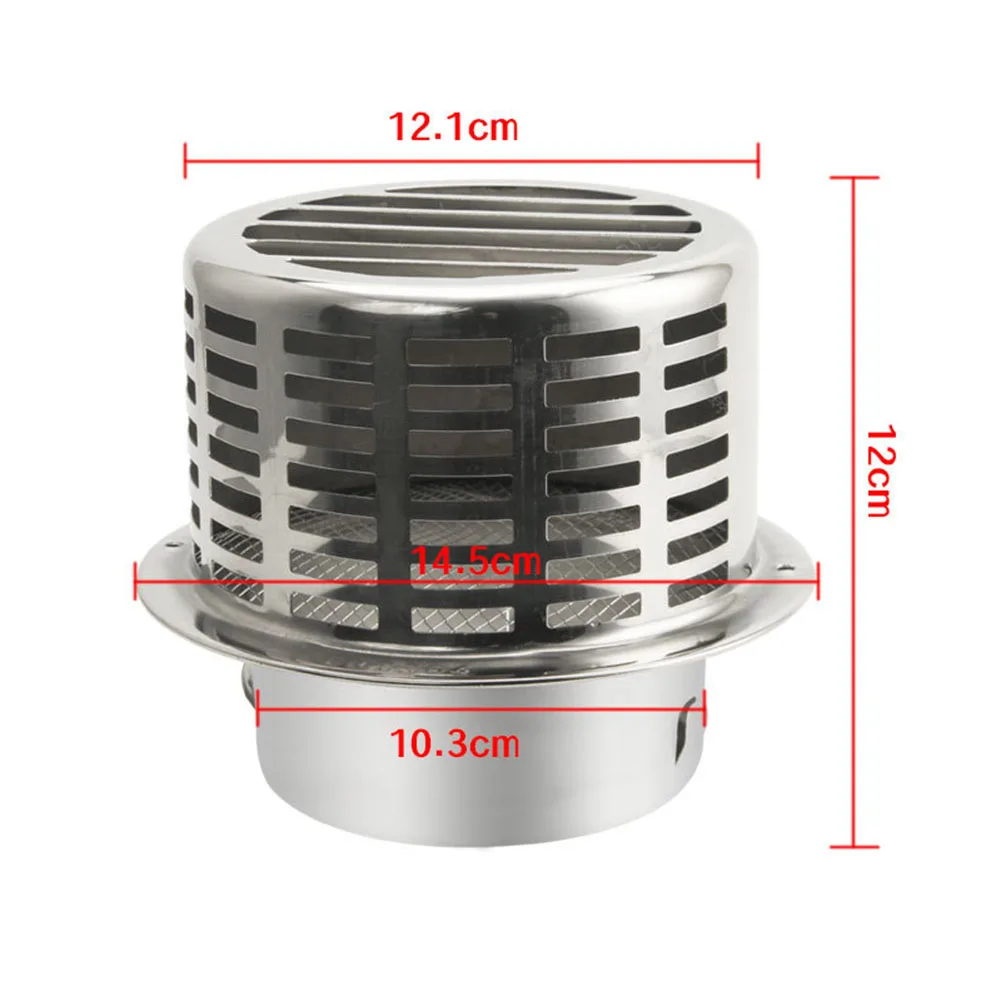 Stainless Steel Water Heater Chimney Cap Exterior Wall Air Outlet Pipe Exhaust Air Vent Ducting Ventilation Exhaust Grille Cover