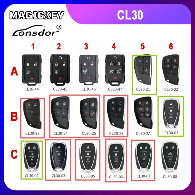 LONSDOR Universal Key for Chevrolet All Series CL30 Program by K518 KW100