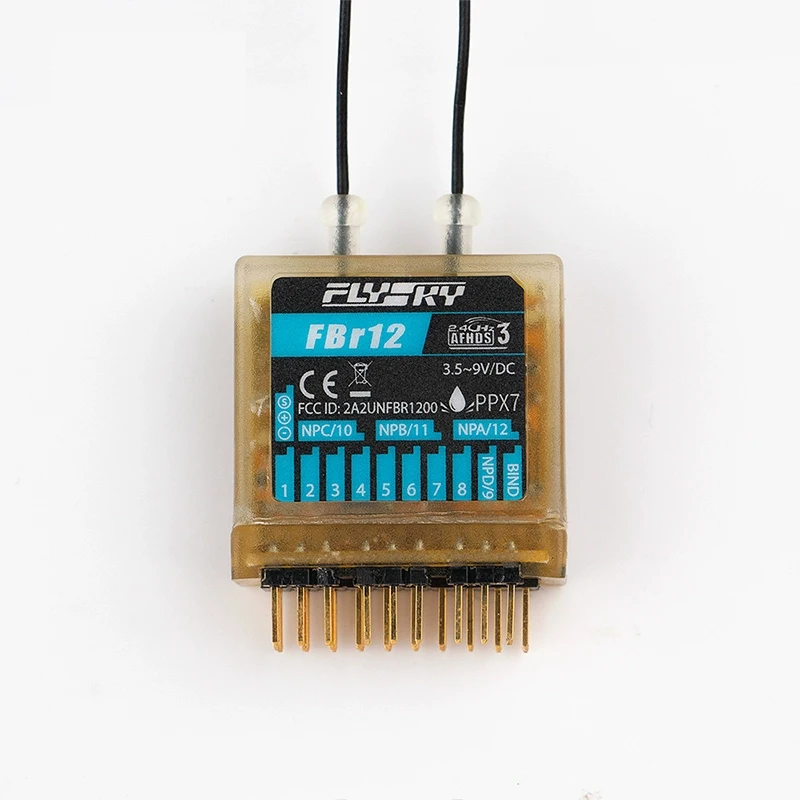 DPFLYSKY Fusi FBR12 12CH 2.4GHz AFHDS 3 Dual Antennas PWM PPM I-BUS S.BUS I-BUS 2 Waterproof Receiver for RC Boat Models