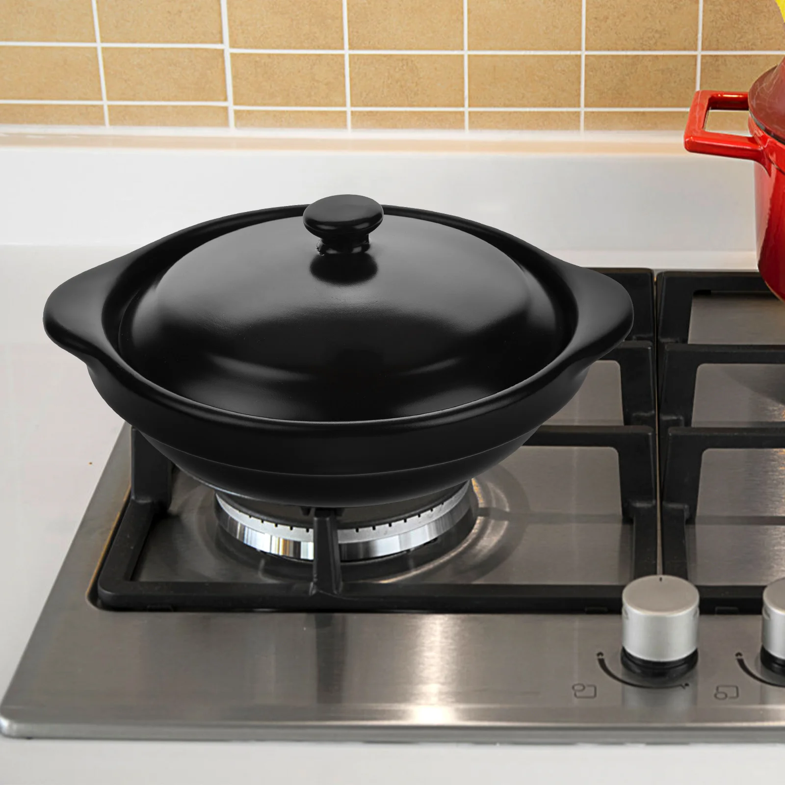 

Ceramic Cooking Pot Casserole for Home and Restaurant Use Heat Resistant Stew Pot with Comfortable Handle Smooth Surface Easy