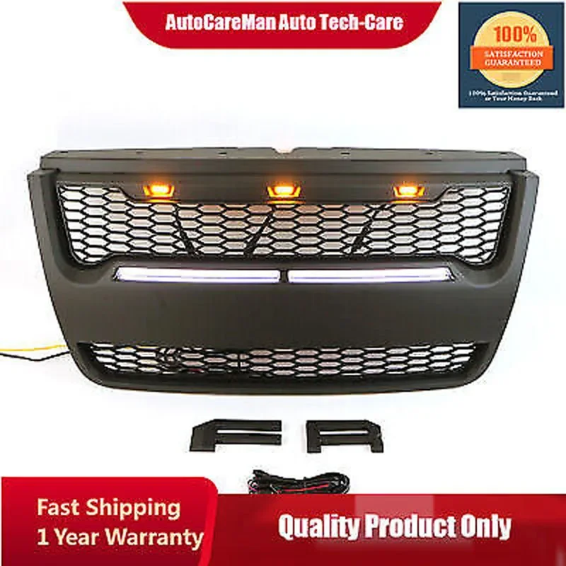 

Fit For FORD EXPLORER 2006-2010 Black Front Grille With Led Bar and amber lights