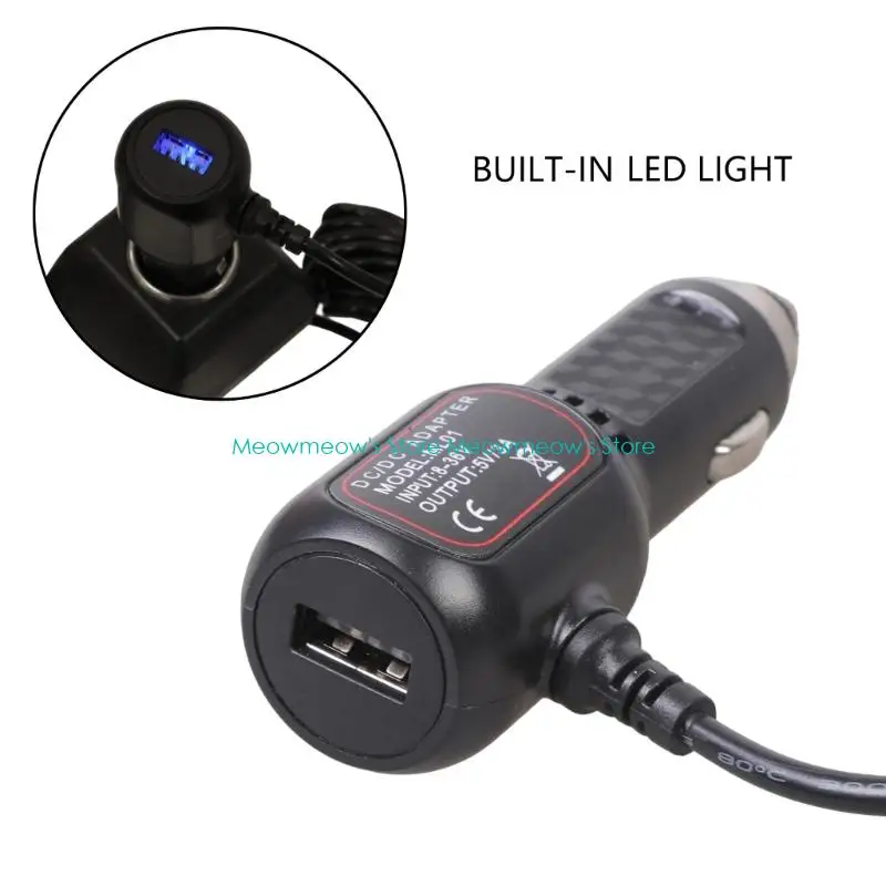 W91A USB Charging Cable 12V-24V to 5V with USB Port Power Supply Cord Adapter