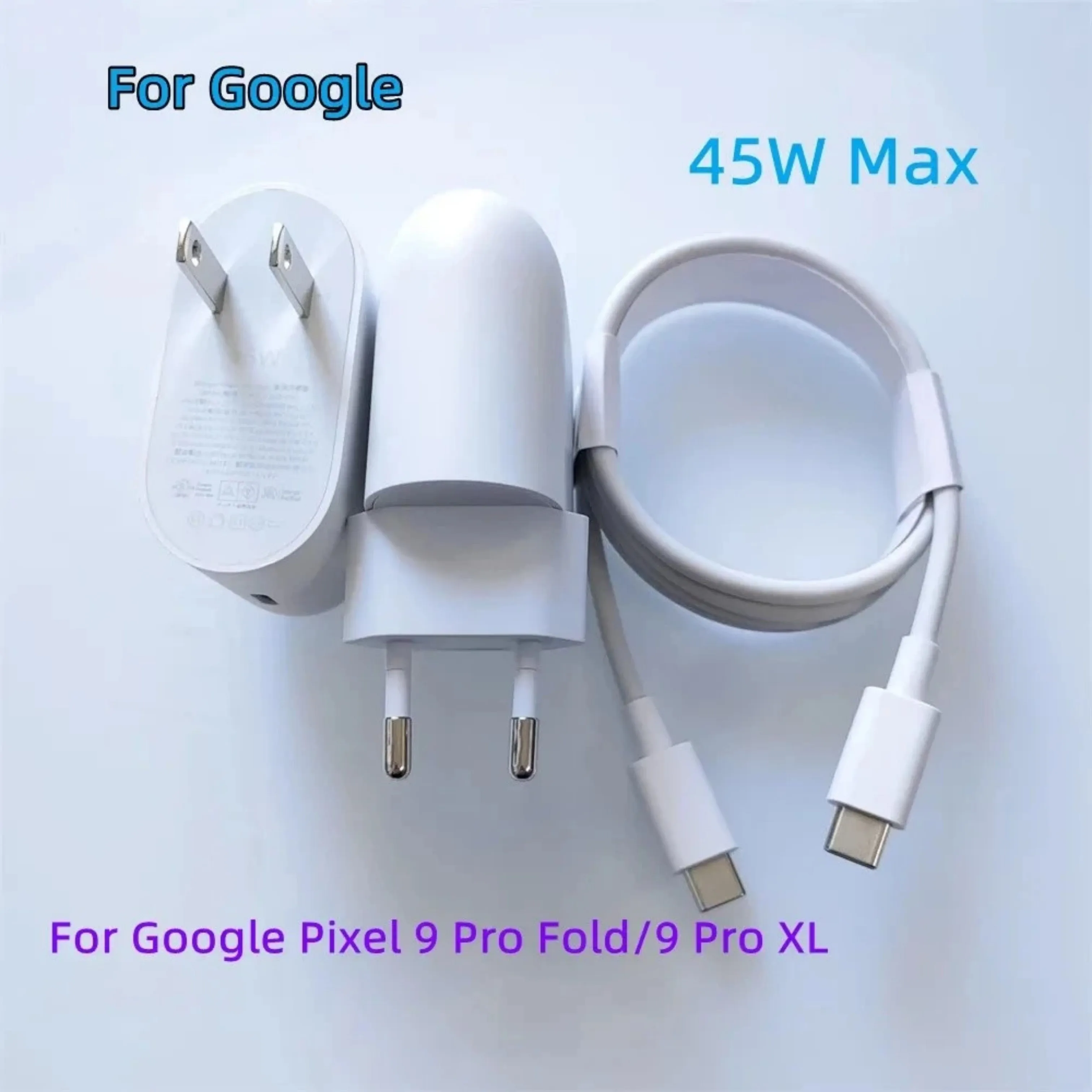 

Зарядное устройство USB-C PD емкостью 45 Вт для Google Pixel 9 Pro XL Fold 8 7 6 9 Pro 9A 6A 7A 8A PD Адаптер для быстрой настенной зарядки 100 см Кабина типа C