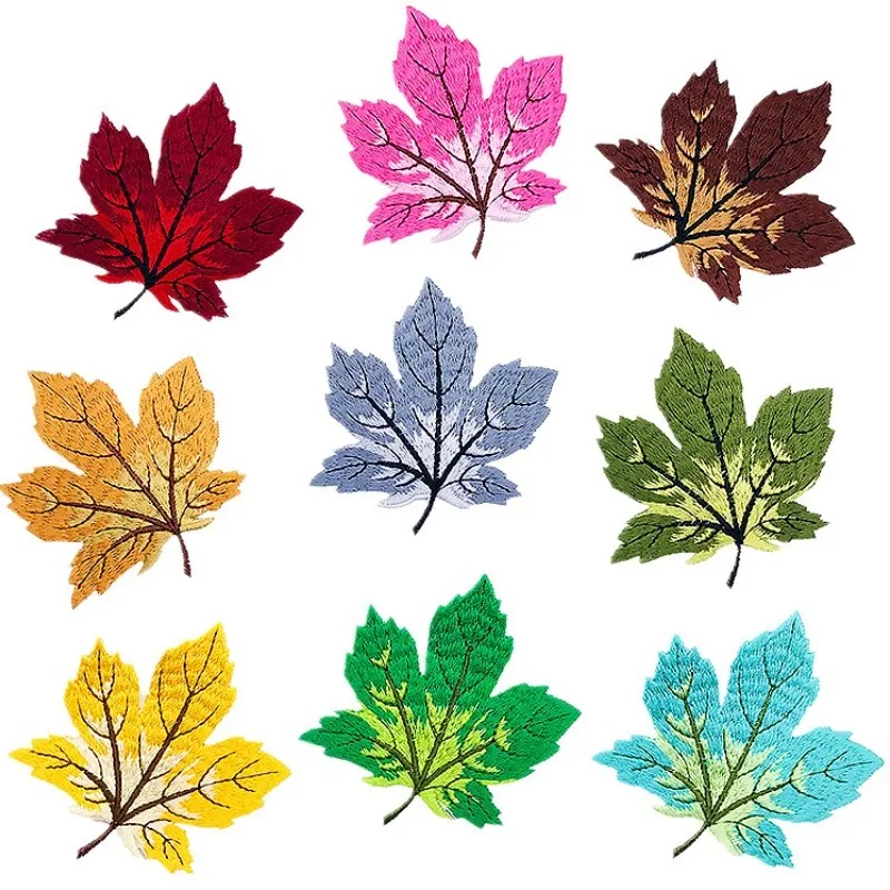 Colourful Maple Leaf Embroidery Patches DIY T-shirt Coat Jeans Backpack Exquisite Sewing Decorate Applique Stickers Accessories