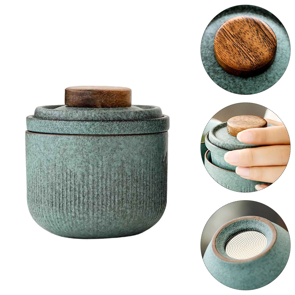 1 Set Ceramic Tea Set Travel Portable Tea Cup Outdoor Tea Ware (Matcha Green) Travel Tea Set Tea Set for Travel