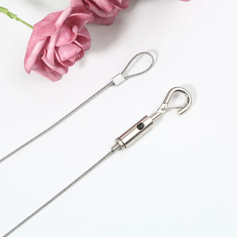 LXAF 2Pcs Stainless Steel Exhibition Art Gallery Picture Display Wire Cable Hook Painting Frame Wire Cable Hook Hanging Tools