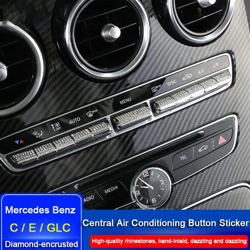 

Car Center Console Air Condition Button Diamond Decoration Cover Trim For Mercedes Benz C E GLC Class W205 W213 X253 Accessories