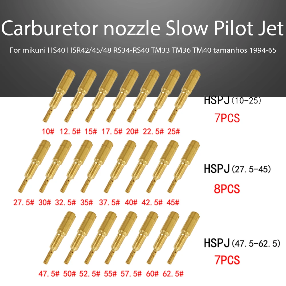 

Насадка карбюратора мотоцикла, медленный пилотный набор vm28/486 для mikuni HS40 HSR42/45/48 RS34-RS40 TM33 TM36 TM40 tamanhos 1994-65