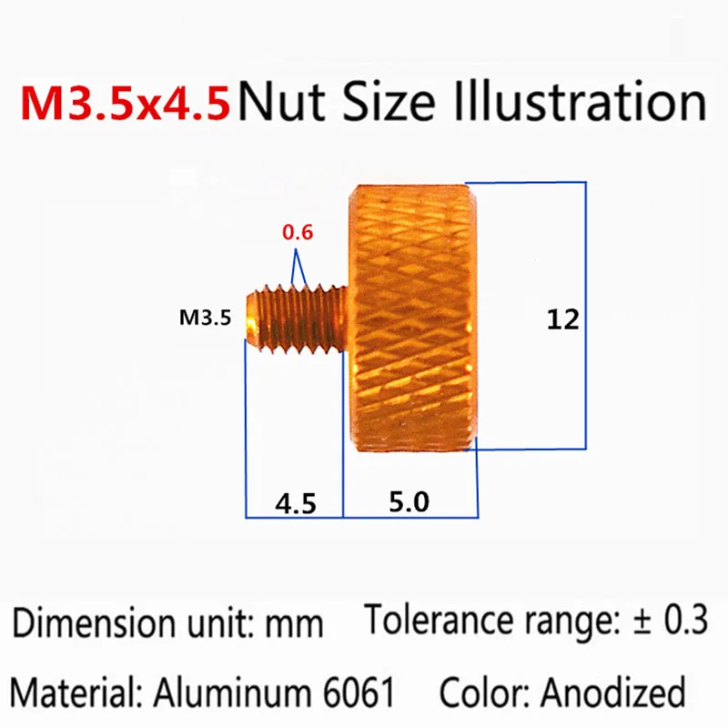 M3.5x4.5/6/8/10/12/16/20/25mm Oxidation Aluminium Alloy Knurl Flat Head Hand Tighten Thumb Screw Curtain Wall Glass Thumb Bolts