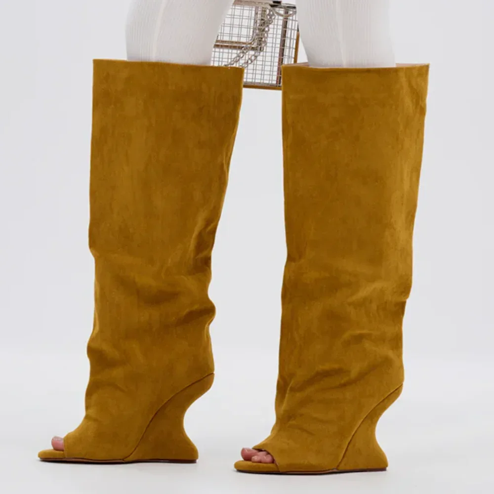 

Suede Strange Style Peep Toe Slouchy Boots Sexy Pointed Toe Accept Customized New Arrivals Fashion Women Boots