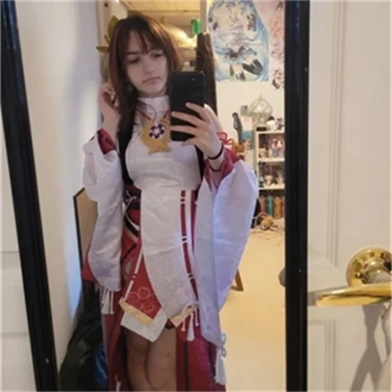Yae Miko Guuji Cosplay Costume para Mulheres, Peruca, Jogo Da Cauda, Halloween, Conjuntos De Roupas De Carnaval