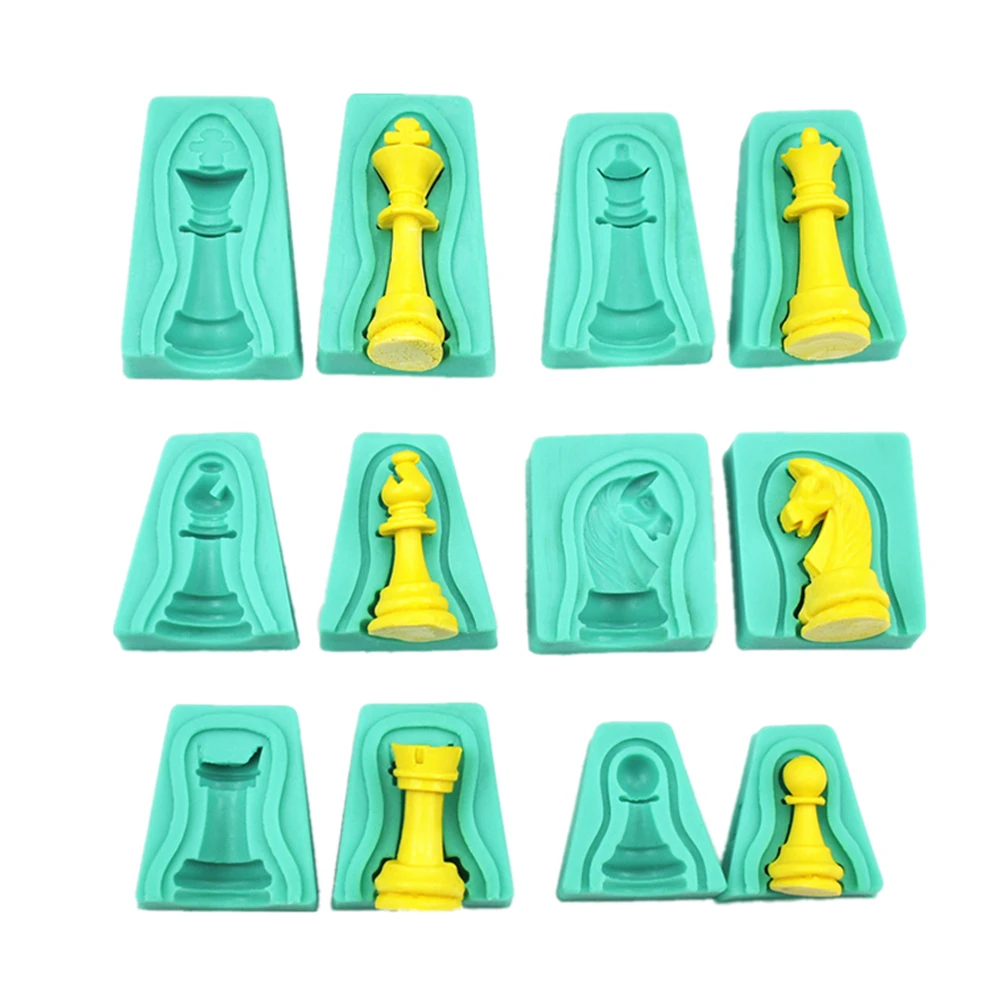 

12pcs/set International Chess King Queen Knight Rook Pawn Bishop Double-Sided Fondant Cake Chocolate Molds Kitchen Baking E337