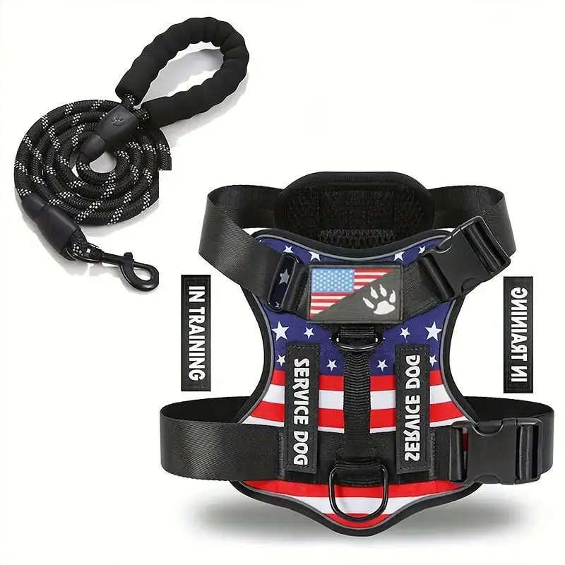 Dog Harness And Leash Set, Escape Proof No Pull Dog Vest Harness With Reflective Dog Walking Traction Rope