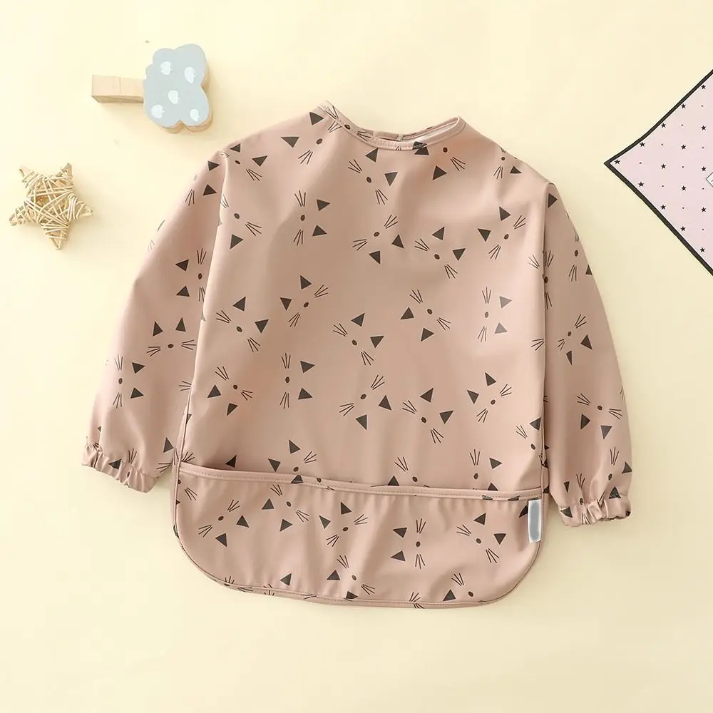 مريلة أطفال ناعمة قابلة للغسل في الغسالة بأكمام كاملة من عمر 6 إلى 54 شهرًا مريلة مقاومة للماء قابلة للتعديل تغطية كاملة مريلة للأطفال الصغار #5