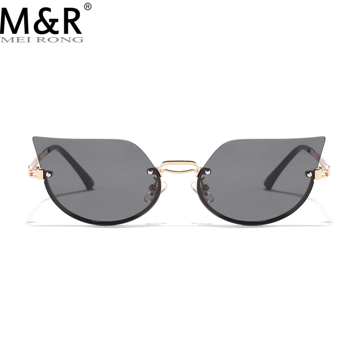 

Fashionable Cat Ears Frameless Sunglasses For Women's 2023 New Brand Designer Spring Gradient Glasses Half-Frame Sunglasses