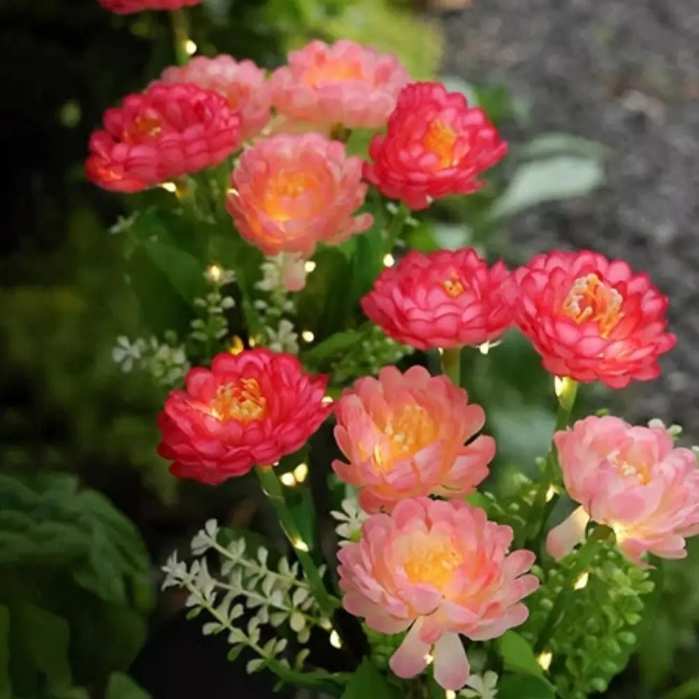 

7-головочные светодиодные фонари со снежным лотосом, красочные светодиодные фонари на солнечной энергии с имитацией цветов, водонепроницаемые декоративные солнечные фонари для газона