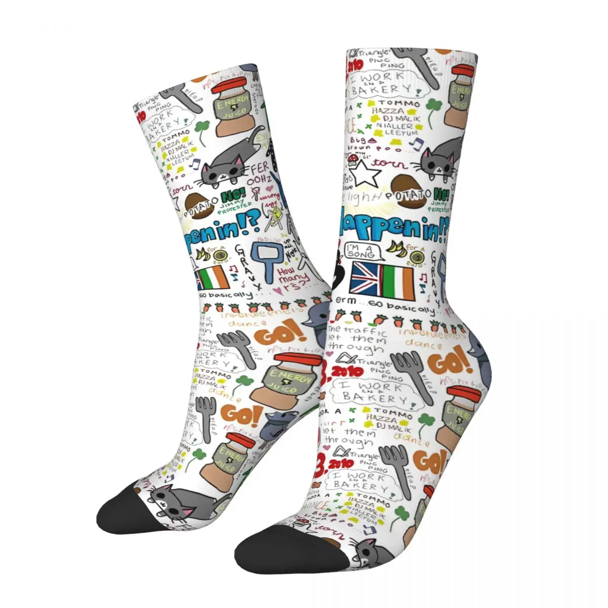 Happy Funny Inside Jokes Retro Harajuku O-One Band D-Direction Street Style Novelty Pattern Crew Crazy Sock