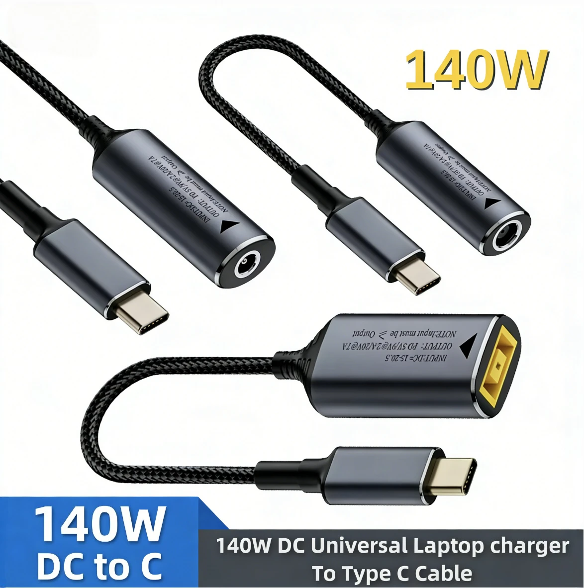 140W Universal Laptop 5V 9V 20V  DC Female To USB C Type C PD Power Adapter Converter Fast Charging Cable for Macbook Huawei