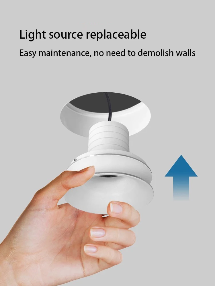 Led Spotlights Embedded Spot Light Curved Frameless Ceiling Lamp Borderless Anti Glare Eye Protection  Mini COB Foco 110V 220V