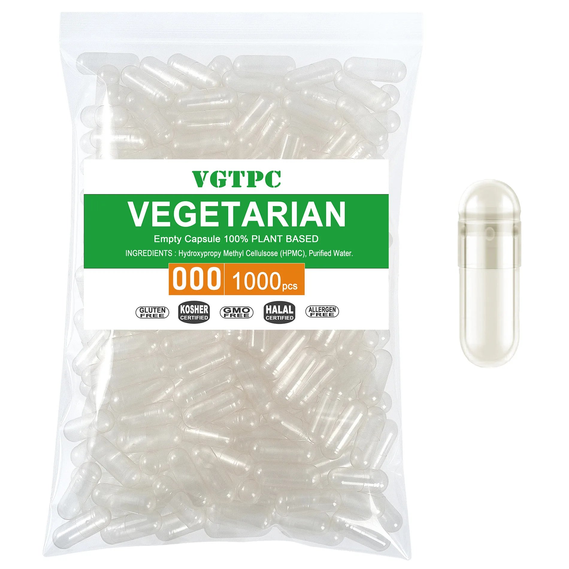 100 Stück Größe 00 #   0 #   Leere vegetarische Kapsel, transparent, leere Kapsel, hart, vegan, DIY-Füller, Veggie-Pillenkapseln