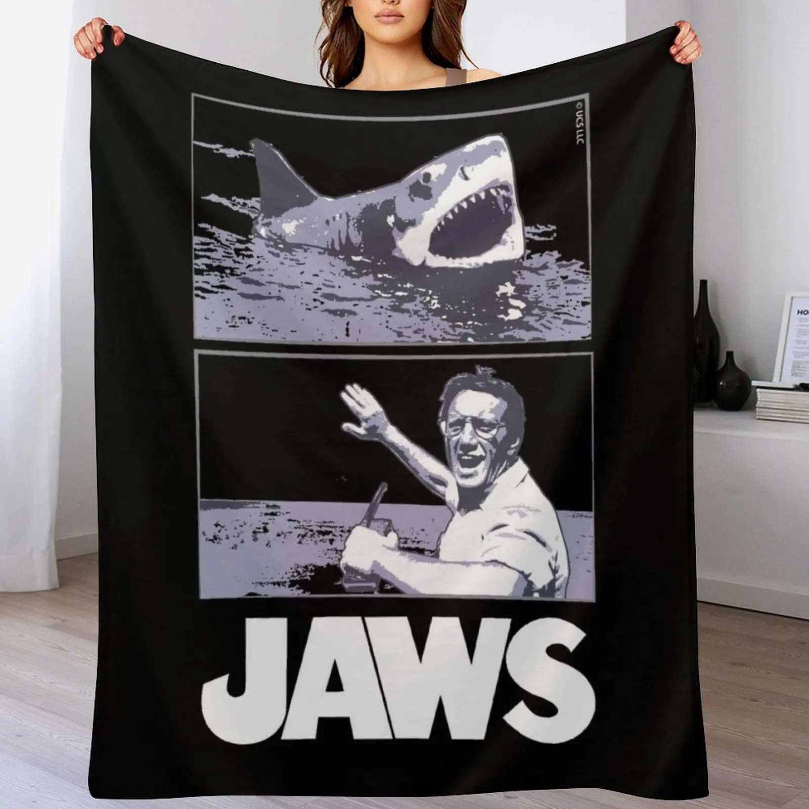 

Jaws 1975 movie fan art Throw Blanket