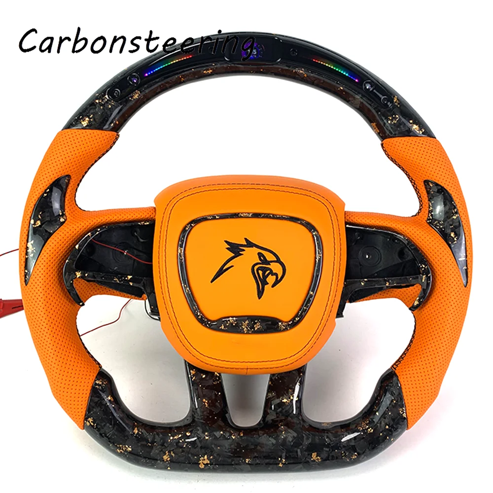 

Racing style for Dodge Charger Challenger Hellcat Srt Durango Custom LED forged carbon fiber steering wheel custom embroidery
