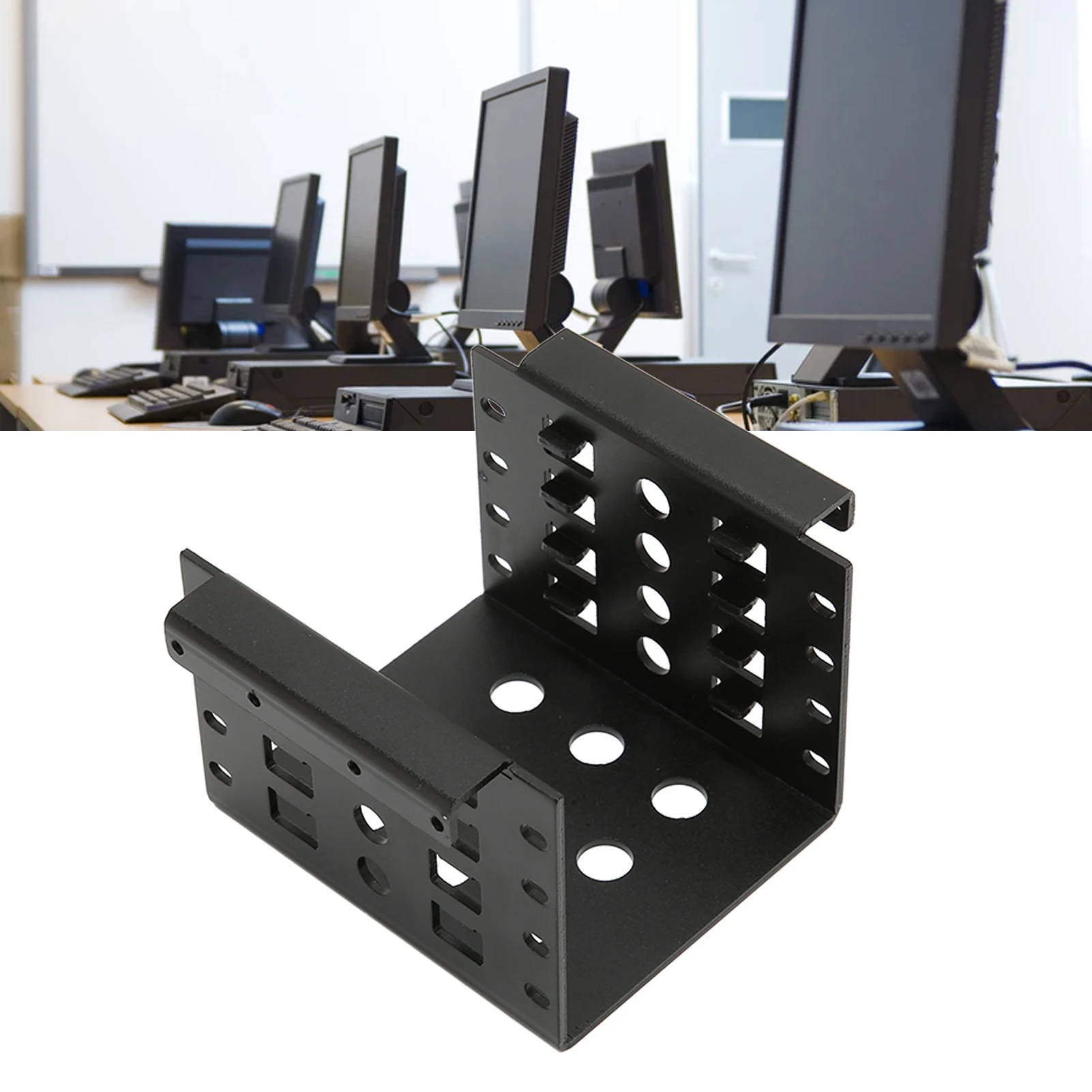 Rack di montaggio per HDD da 2,5 pollici Design cavo in lega di alluminio Gabbia per disco rigido da 2,5 pollici ad alta durezza per SSD HDD IDE da 2,5 pollici Nero