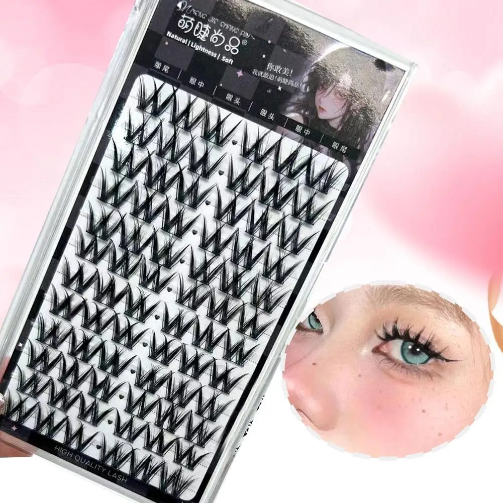 10 file Manga Eye Ciglia finte a forma di A Ciglia umidificate Ciglia spesse Manhua a spillo Naturalmente morbide Douyin Trucco Estensione ciglia