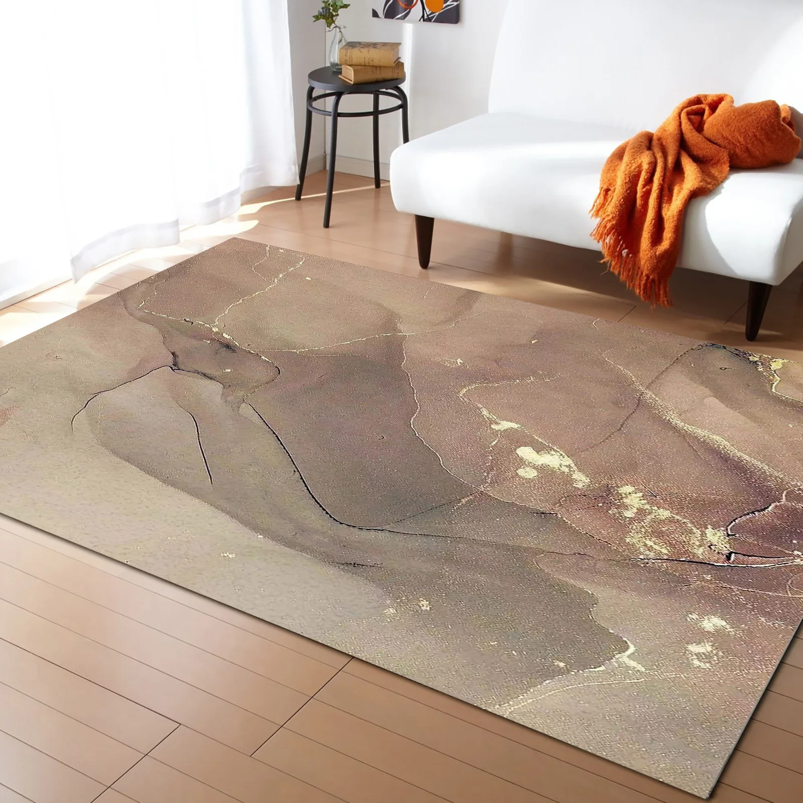 

Marble Texture Gold Foil Living Room Carpet Coffee Table Floor Mat Study Bedroom Bedside Home Decoration Large Rug Floor Mat