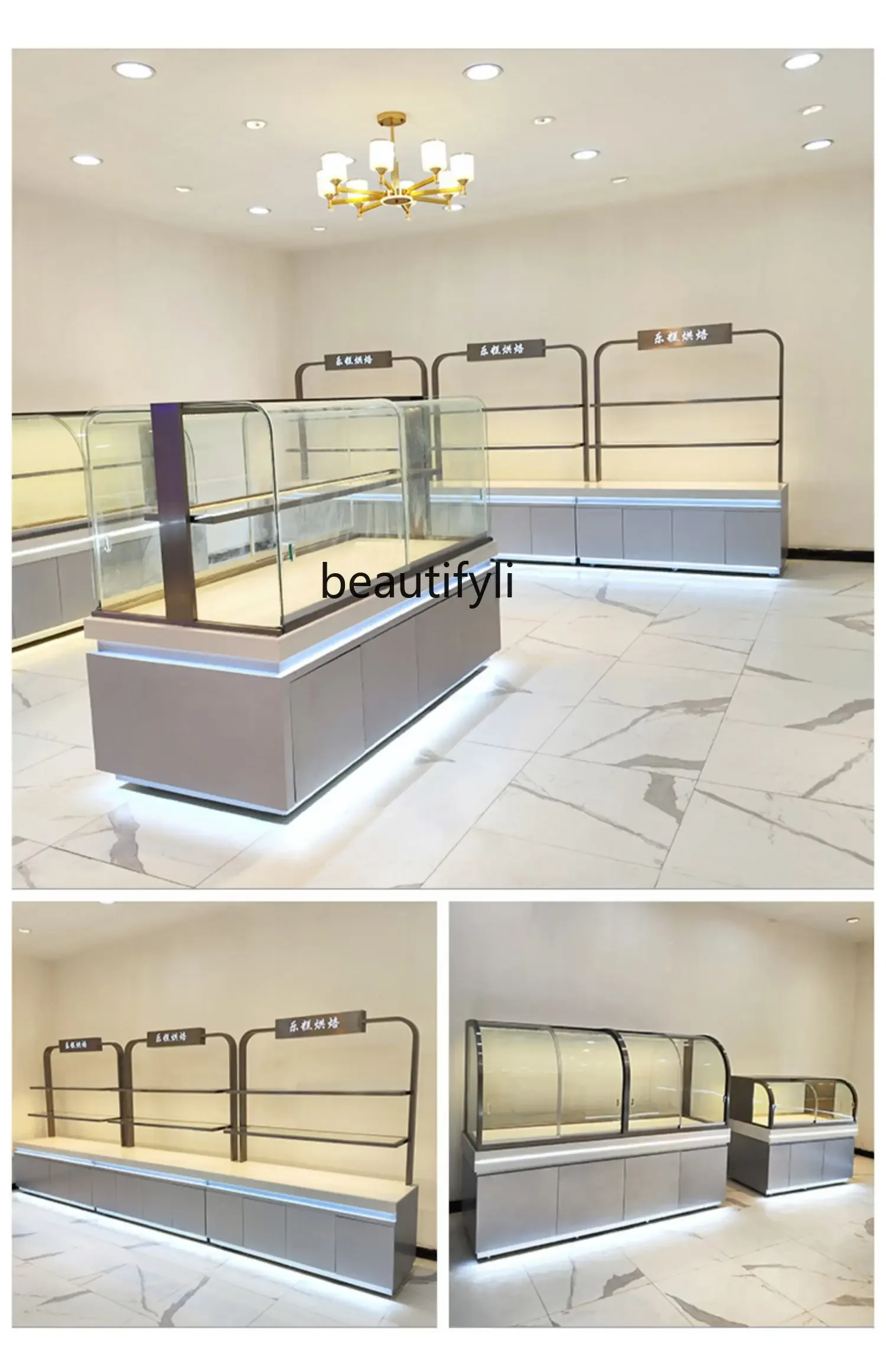 scn8617 Bread Counter Arc Zhongdao Display Cabinet Cake Model Cabinet Baking Shop Side Cabinet Pastry Display Case