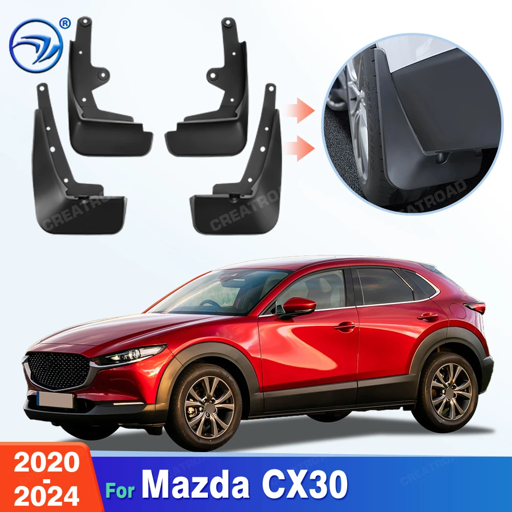 Custom Fit 4PCS Mud Flaps for Mazda CX30 2020 2021 2022 2023 2024 No Drilling Splash Guards Mudguards Car Fender Accessories