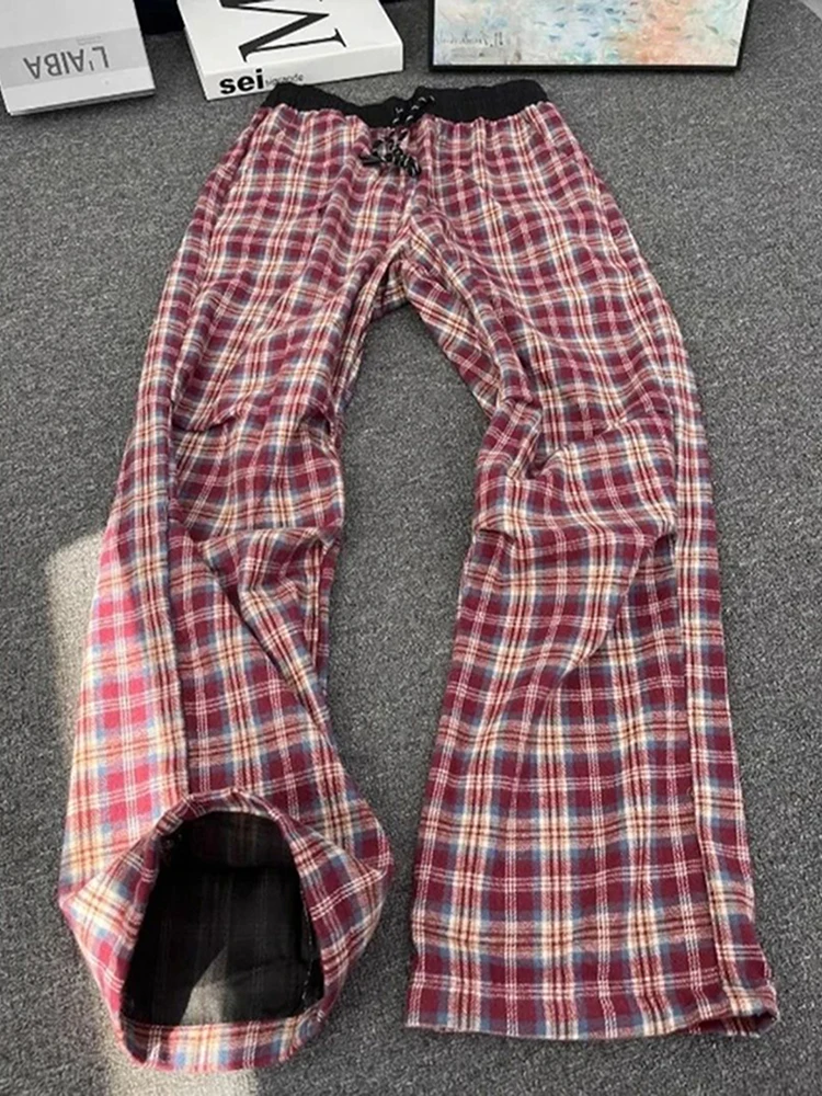 

American Retro Plaid Pants Men Summer Thin Foldable Sunshade Soldier Straight Leg Casual Workwear Trousers Youthful Energy