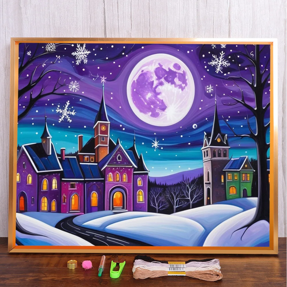 Paisaje Noche De Luna punto de cruz DIY bordado Kit completo pintura hecha a mano artesanía de costura decoración del hogar diseño de promociones