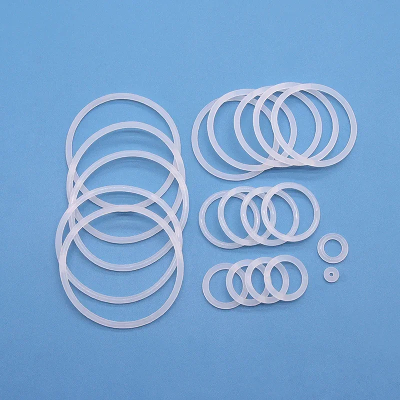 50pcs VMQ O Ring Thickness CS 2/3/3.5/4mm White Rubber Seal Rings OD 5-100mm Heat-Resistant Food Grade Silicone O-Ring