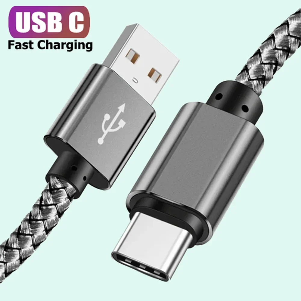 

USB A to Type C Charging Cable 2A Fast Charger Nylon Data Cable 1M 2M 3M For Iphone Android Huawei TypeC Charging Device