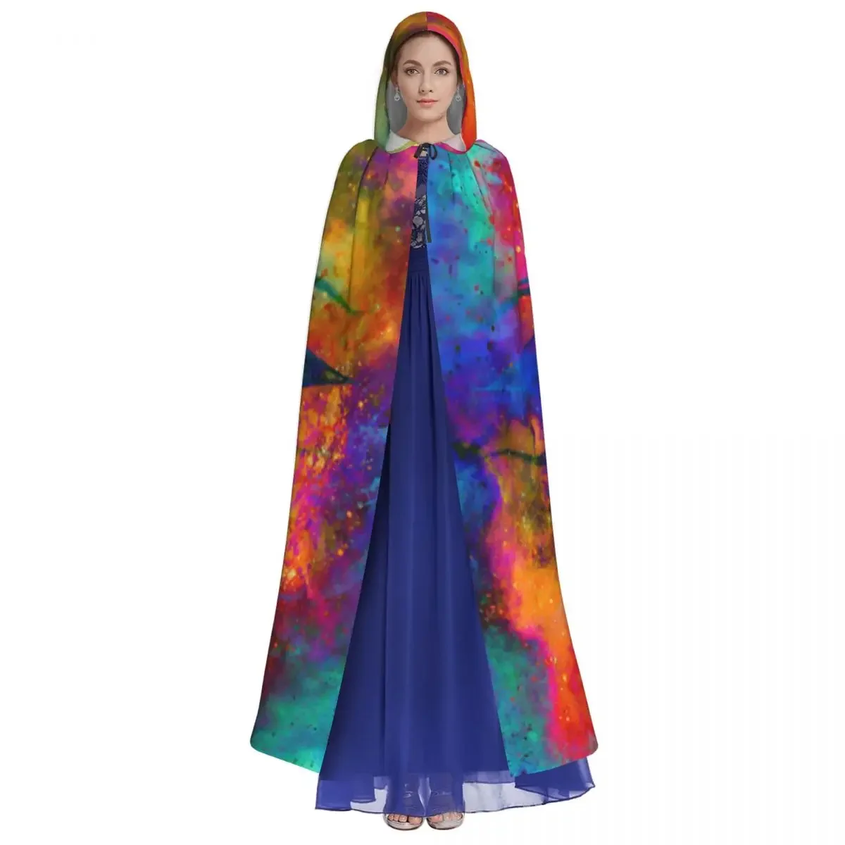 Mandala In Cosmic Space Hooded Polyester Unisex Witch Cape Costume Accessory