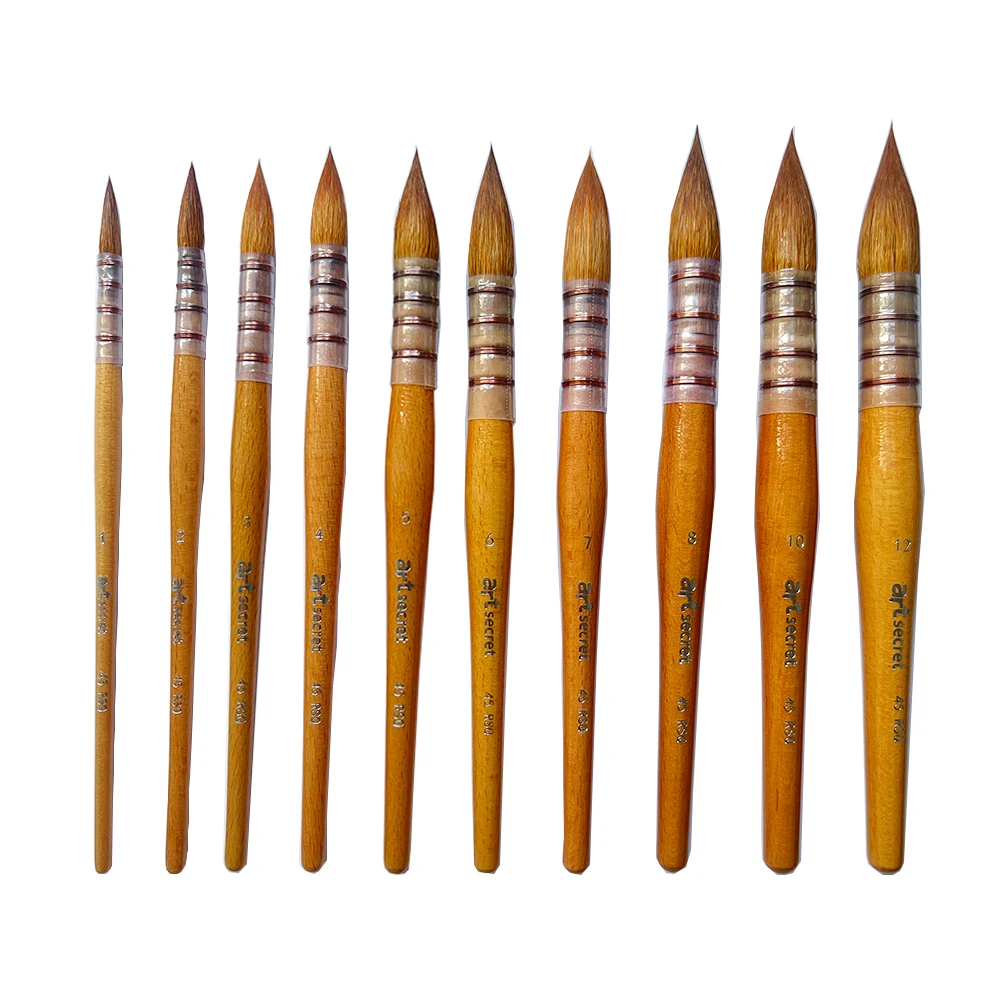 ArtSecret 1pc Professional Watercolor Paint Brush Natural Goat Hair Paintbrush Beechwood Handle Artist Painting Accessory 45 RSQ