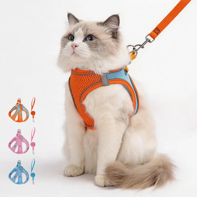 Soft mesh dog chest strap, suitable for training walks, adjustable dog vest, suitable for small and medium-sized dogs and cats