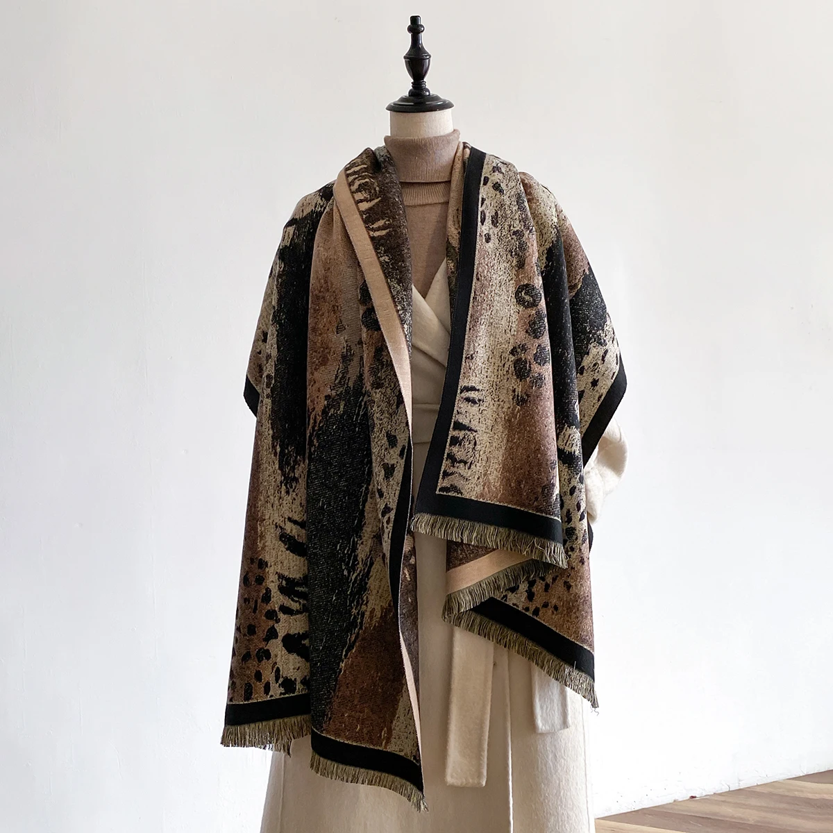 Frauen Imitation Kaschmir Schals Design Dicke Decke Pashmina Warme Schal Wrap Halstuch Weibliche Plaid Bufanda Winter Bandana – Detail 13