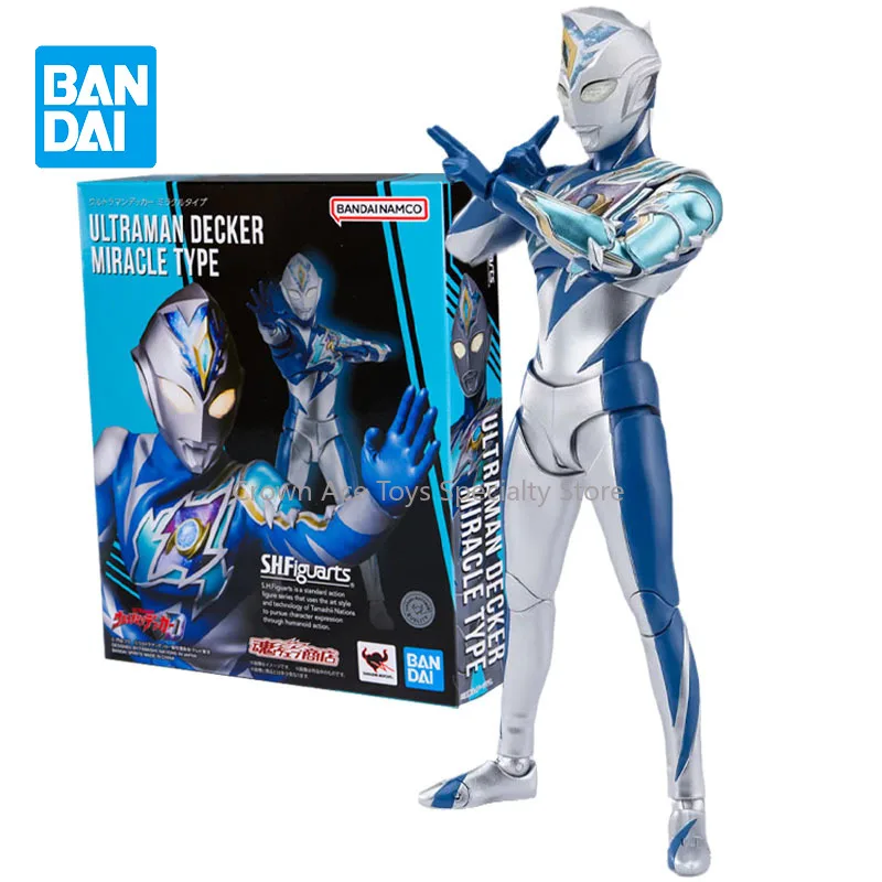 Bandai Genuine Figure Ultraman Anime Figure SHF Ultraman Decker Miracle Type Collection Model Kit Action Figure for Boys Toys