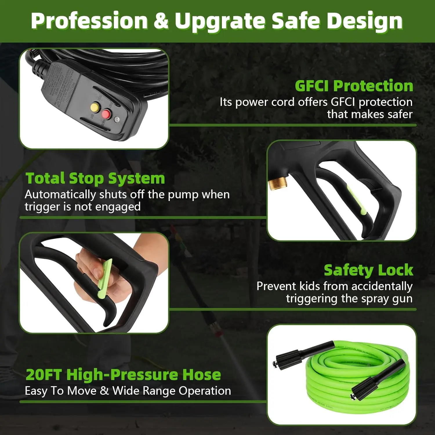 Мойка Homdox 4500 Мойка высокого давления 1800 Вт Электрическая мойка Очиститель высокого давления с карданным соплом Пенопластовая пушка, Be